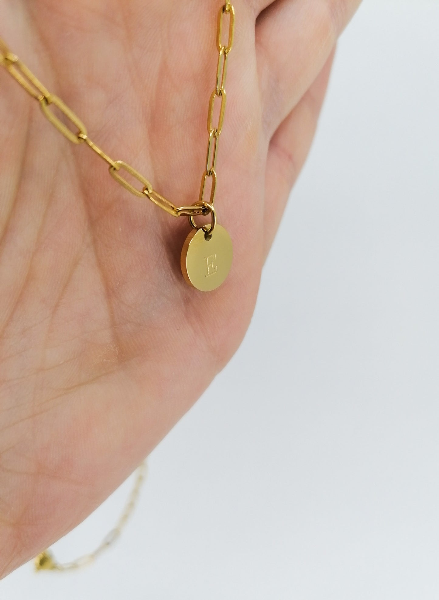 Initial necklace - paperclip chain