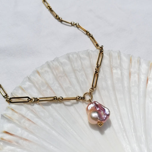 Pink pearl necklace
