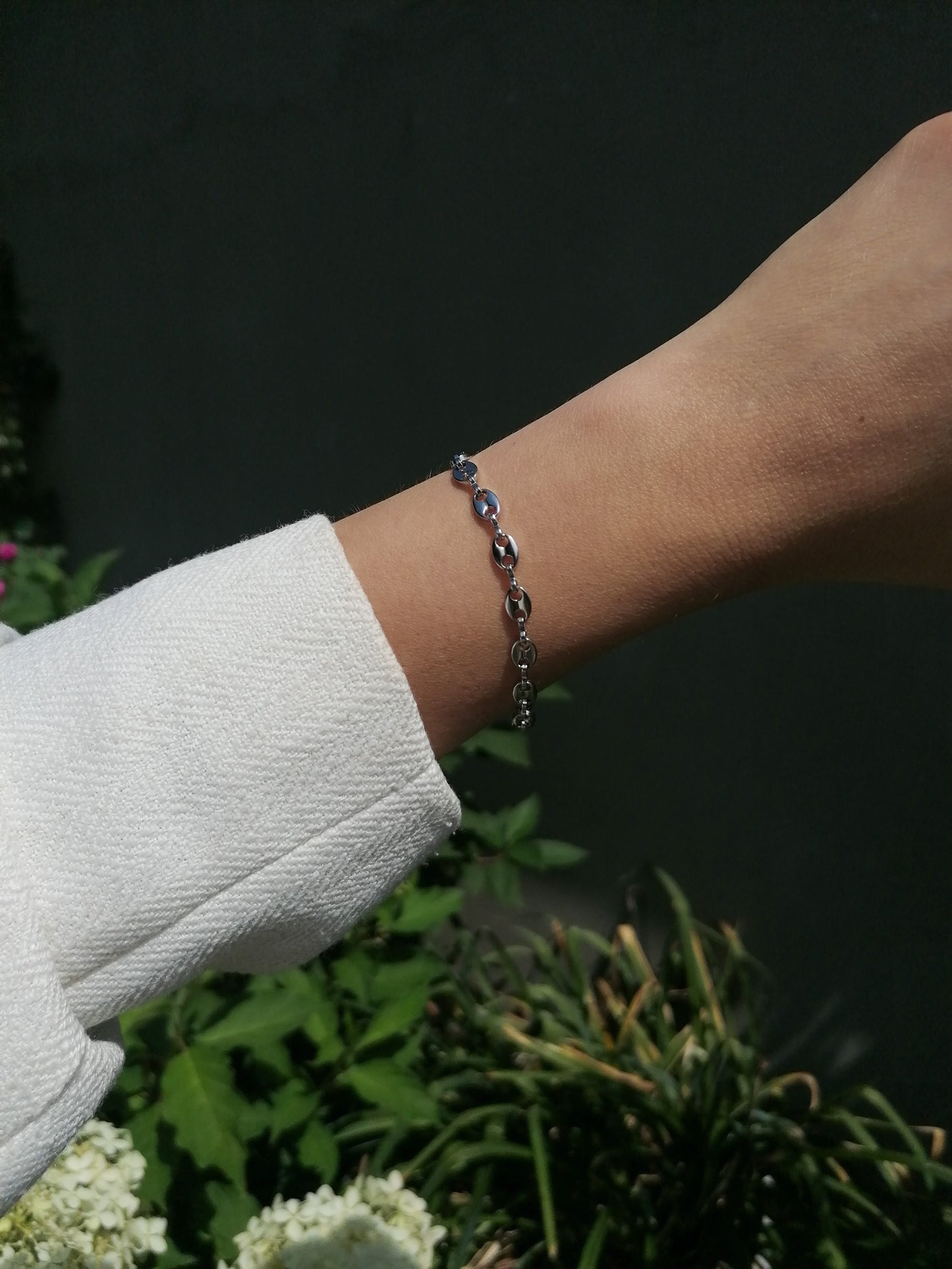 Kaffeebohnenarmband - Silber