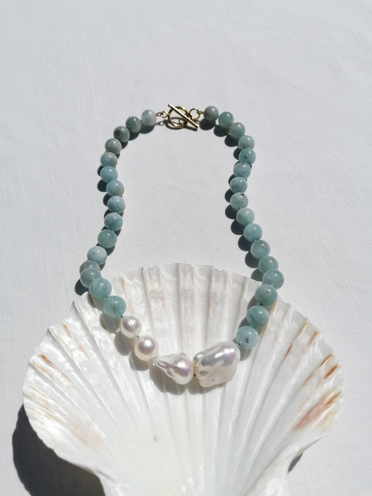 Aquamarin & Perlenkette