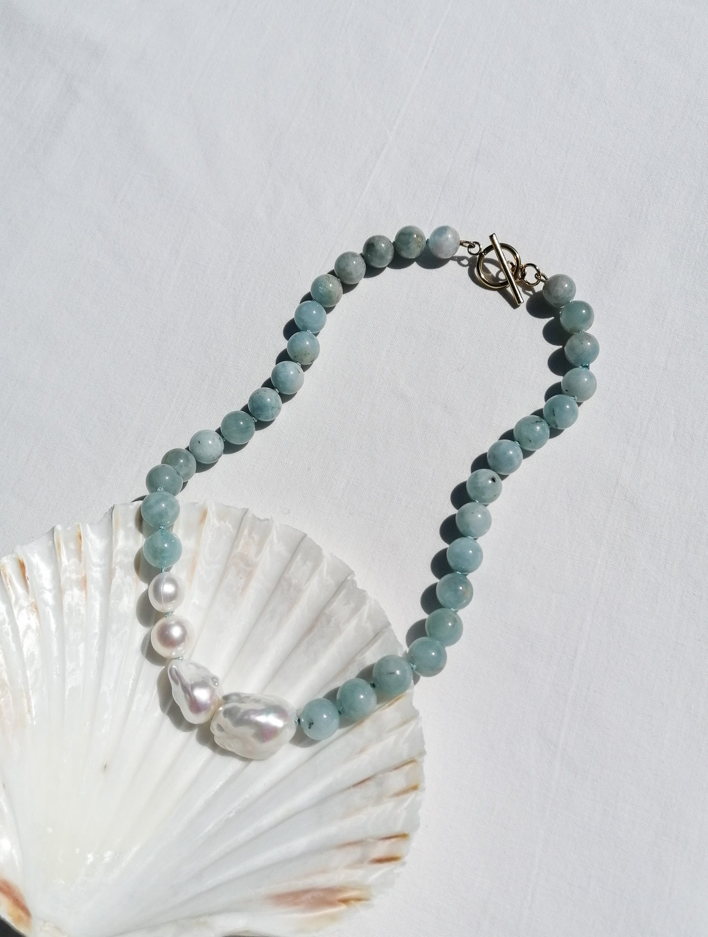 Aquamarin & Perlenkette
