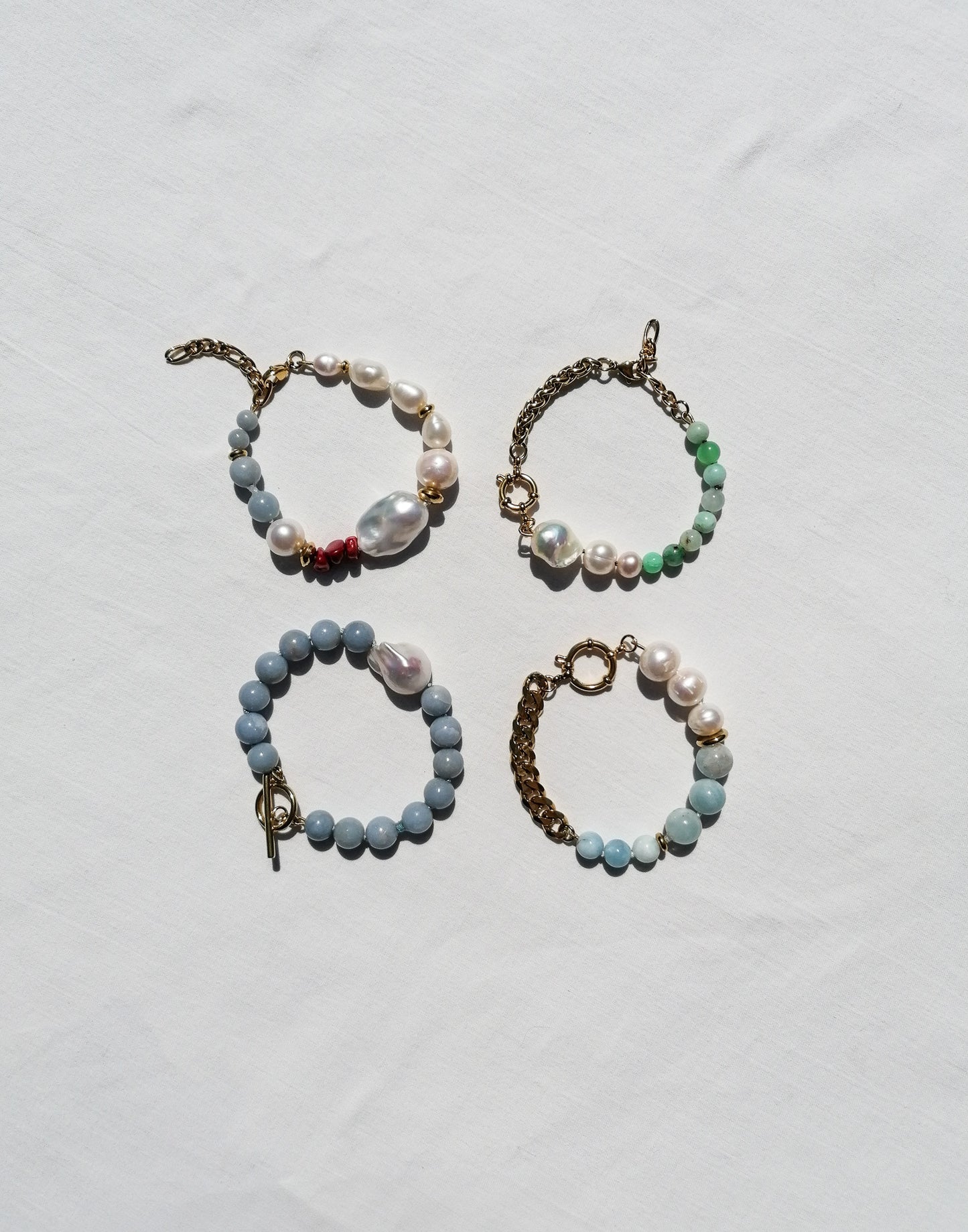 Angelite & Perlenarmband