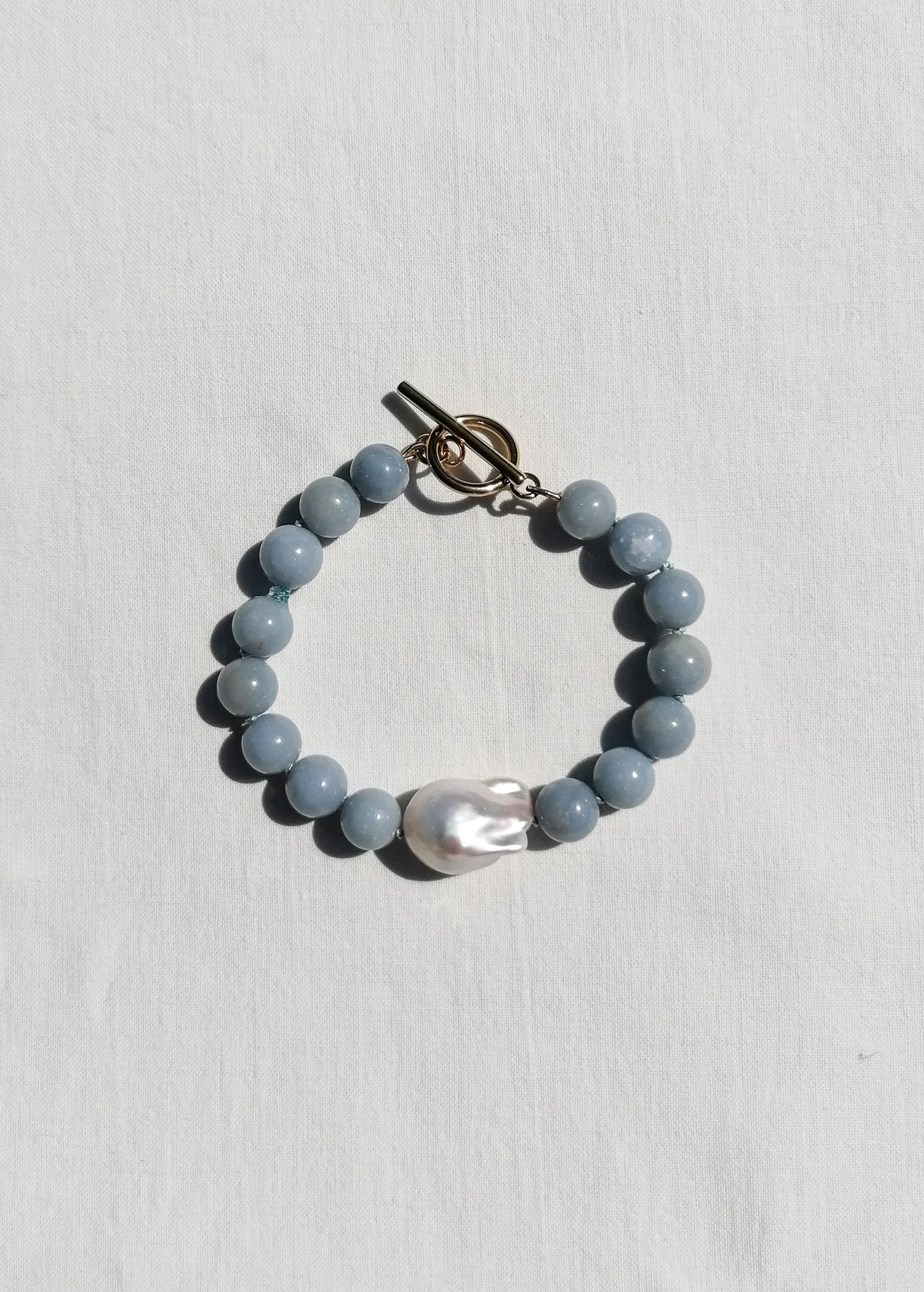 Angelite & Perlenarmband
