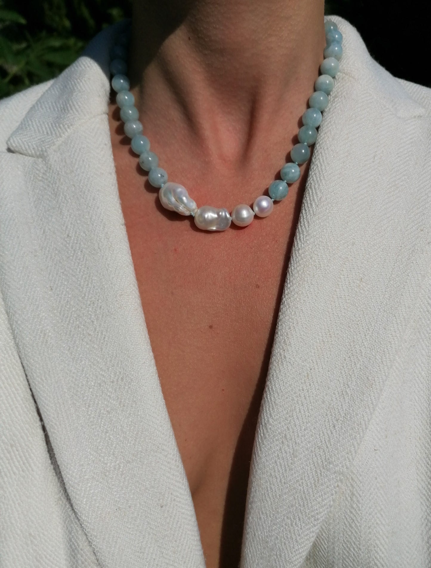 Aquamarin & Perlenkette
