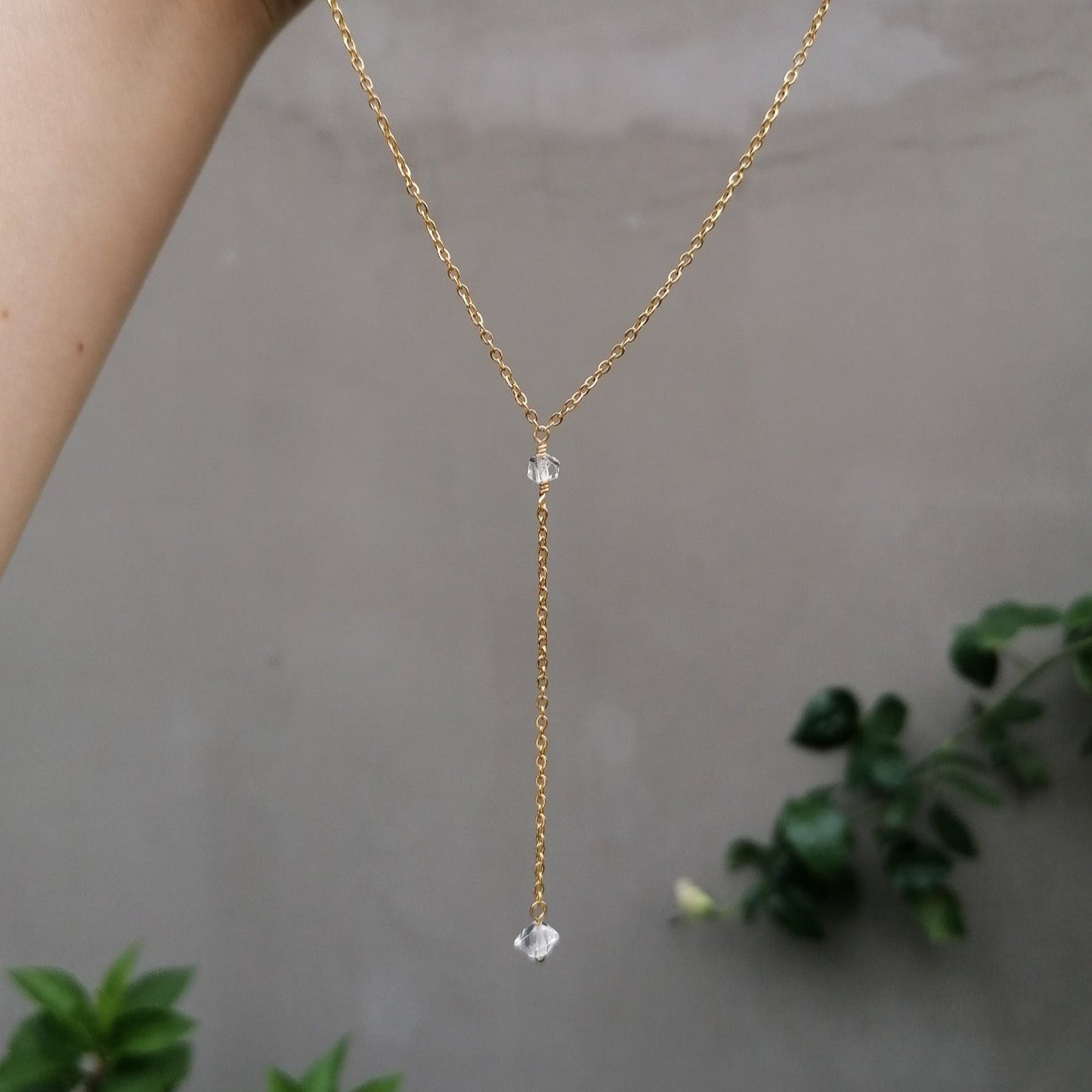 Y-Halskette mit Herkimer-Diamanten