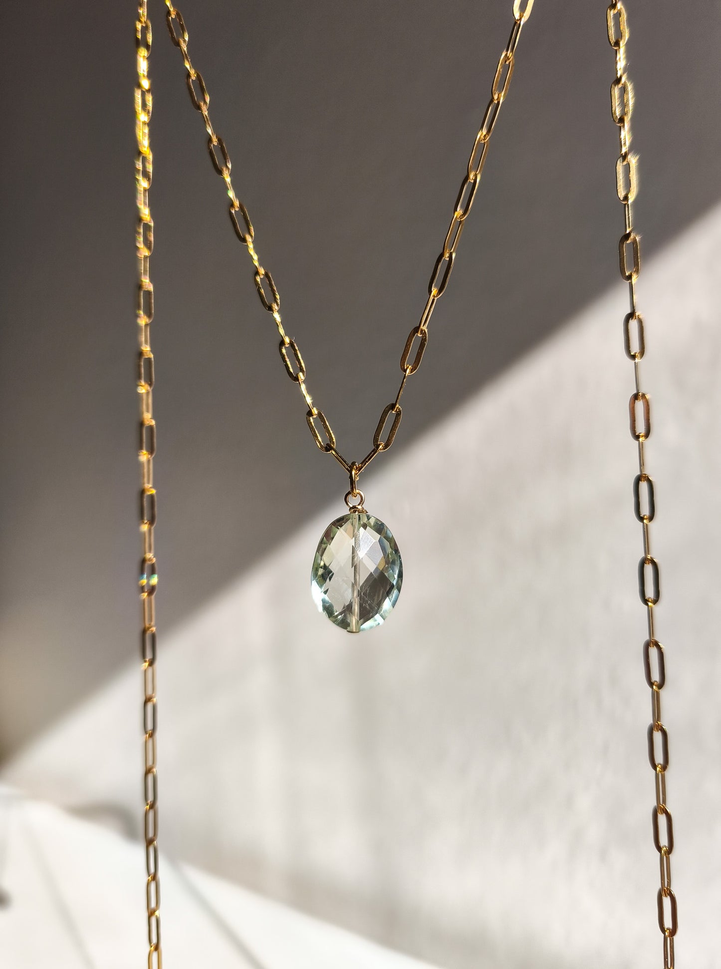 Green amethyst chain nekclace