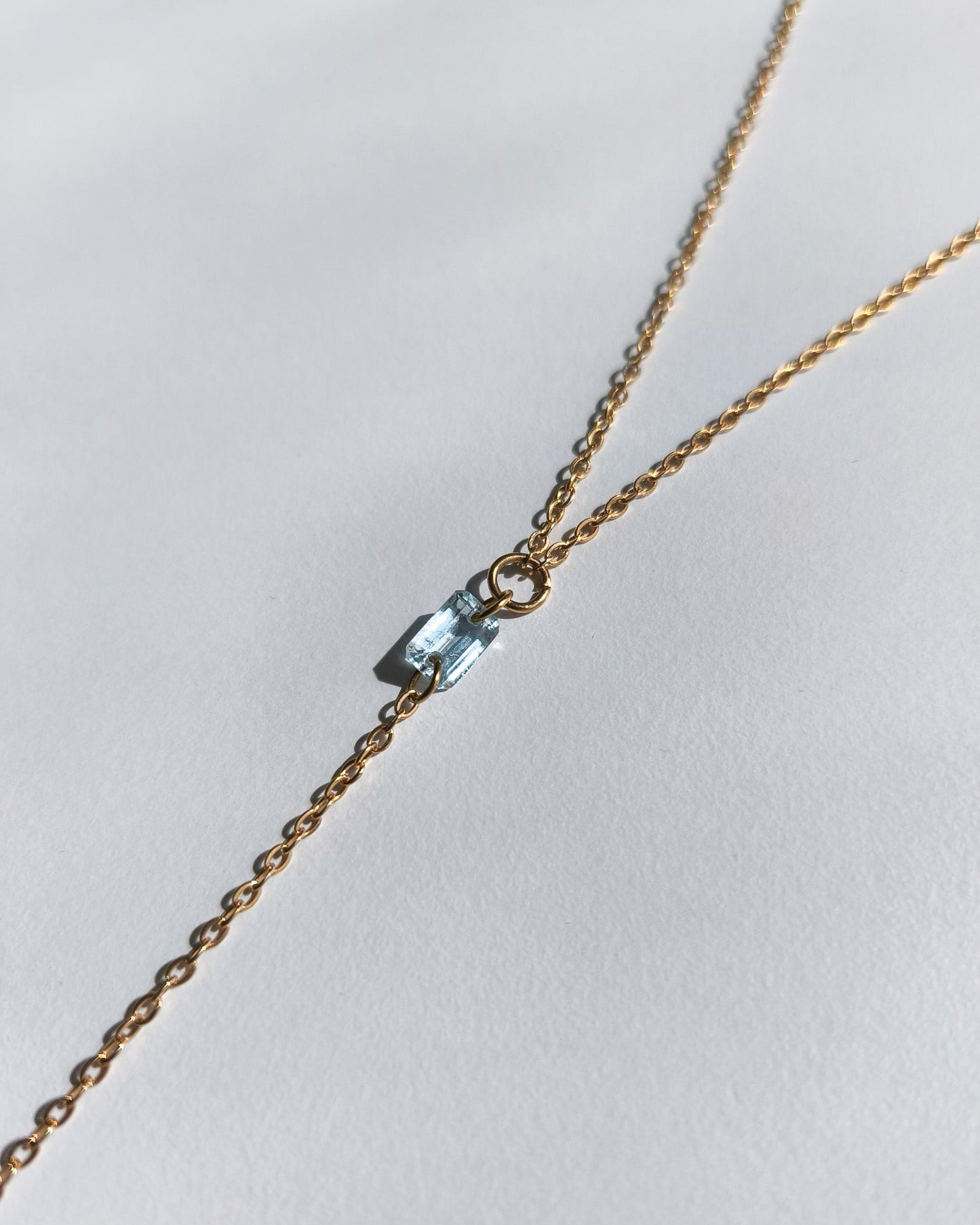 Y necklace with aquamarine