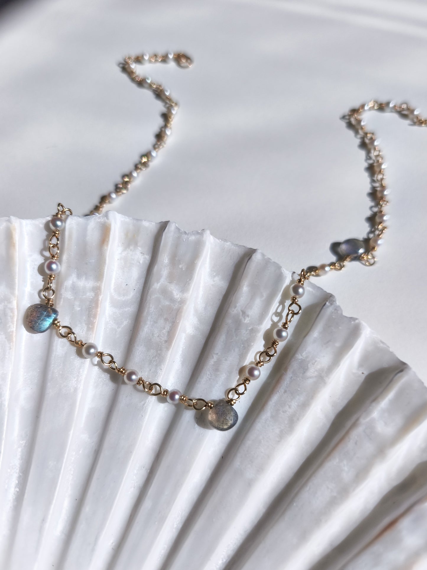 Labradorite and pearl necklace