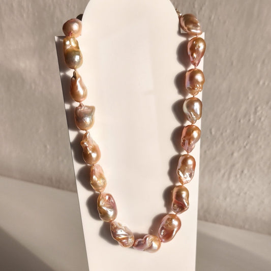 Orange baroque pearl necklace