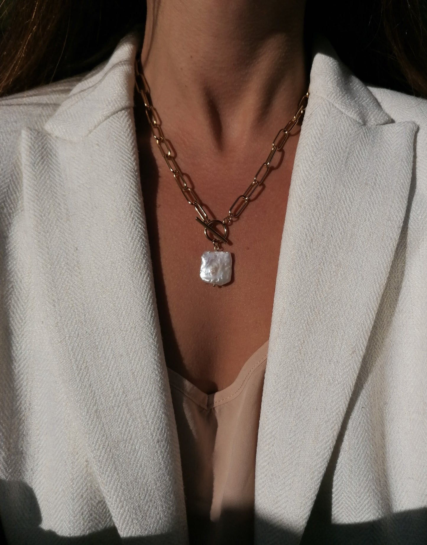 Chunky keshi pearl necklace