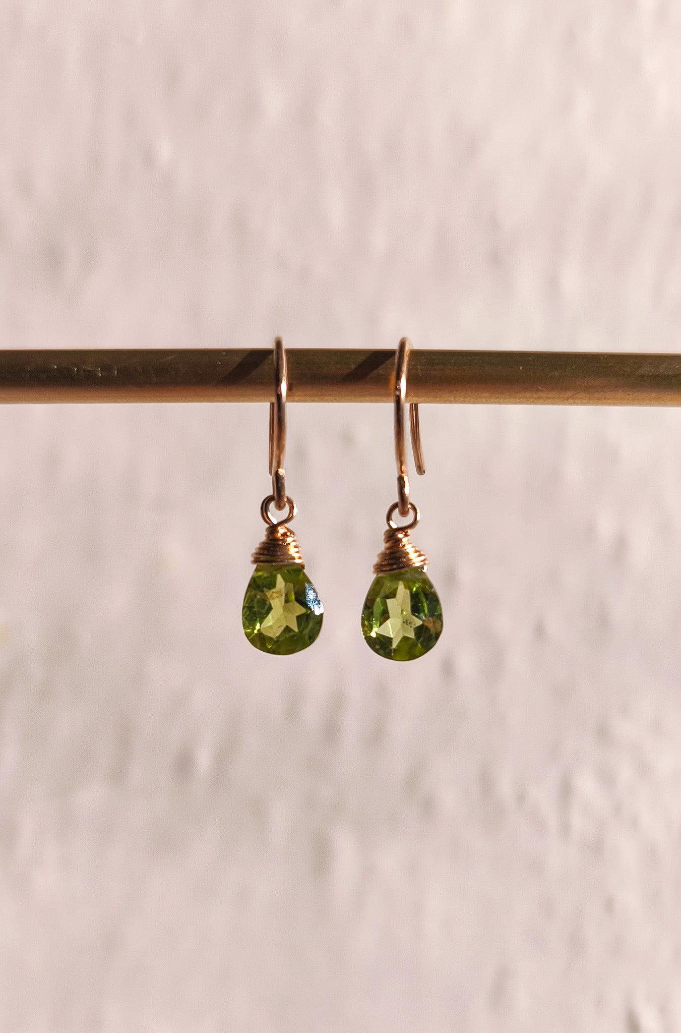 Peridot teardrop earrings - 14k gold filled