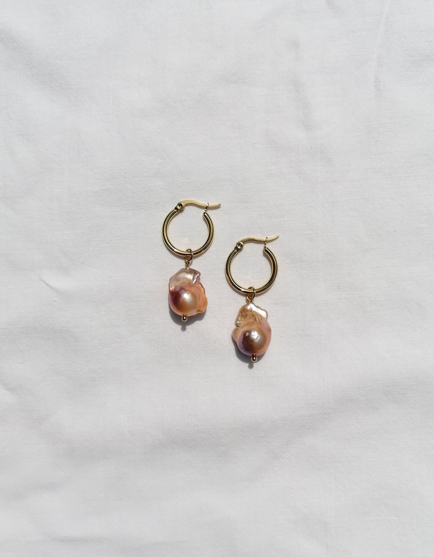 Purple - orange pearl earrings