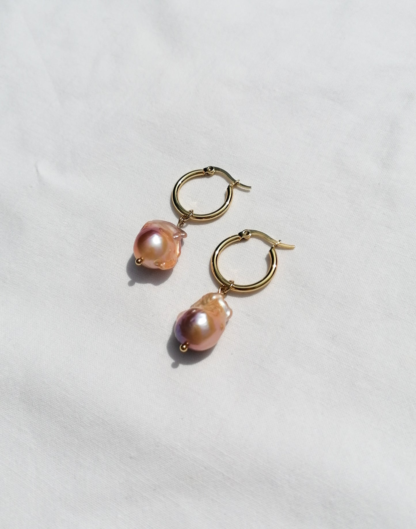 Purple - orange pearl earrings