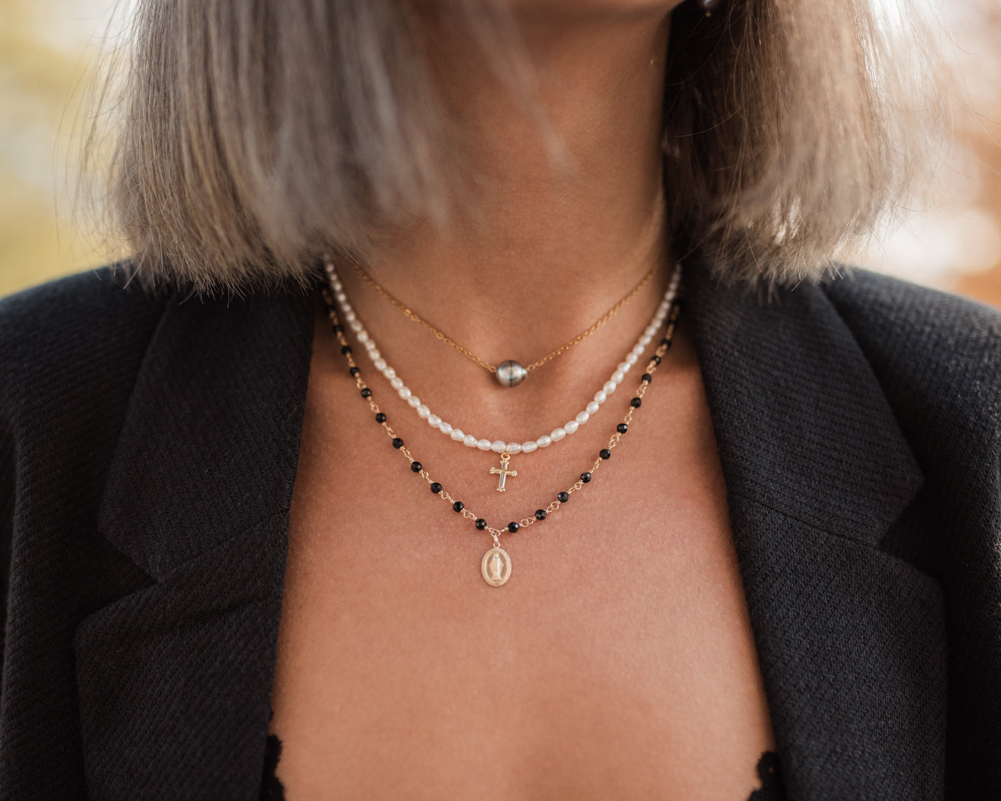 Řetízek s tahitskou perlou - zlatý