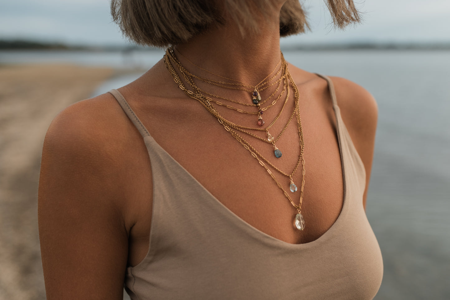 Green amethyst chain necklace