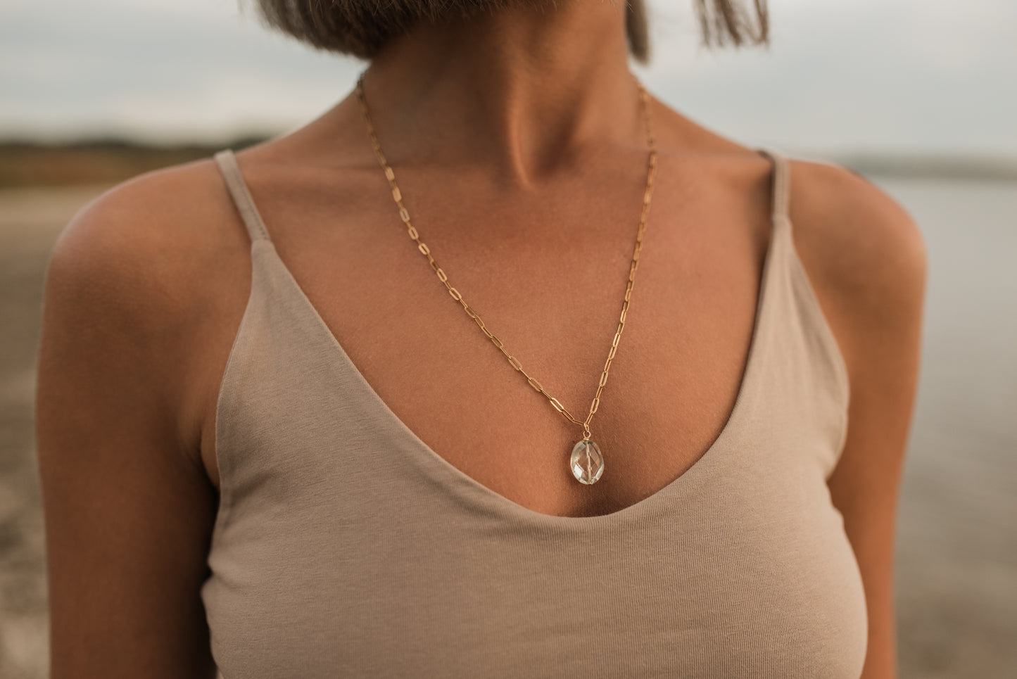 Green amethyst chain necklace