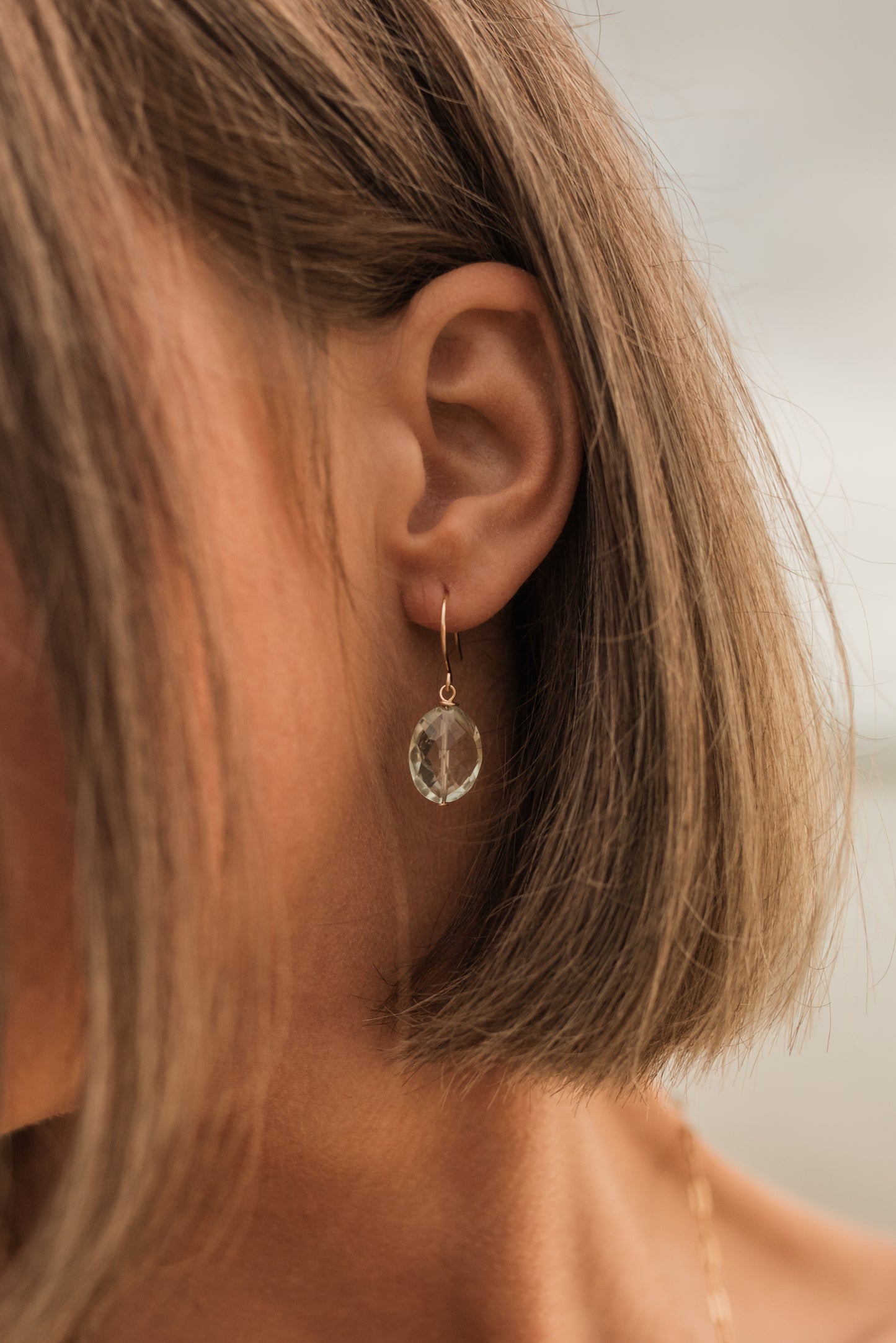 Green amethyst earrings - 14k gold filled
