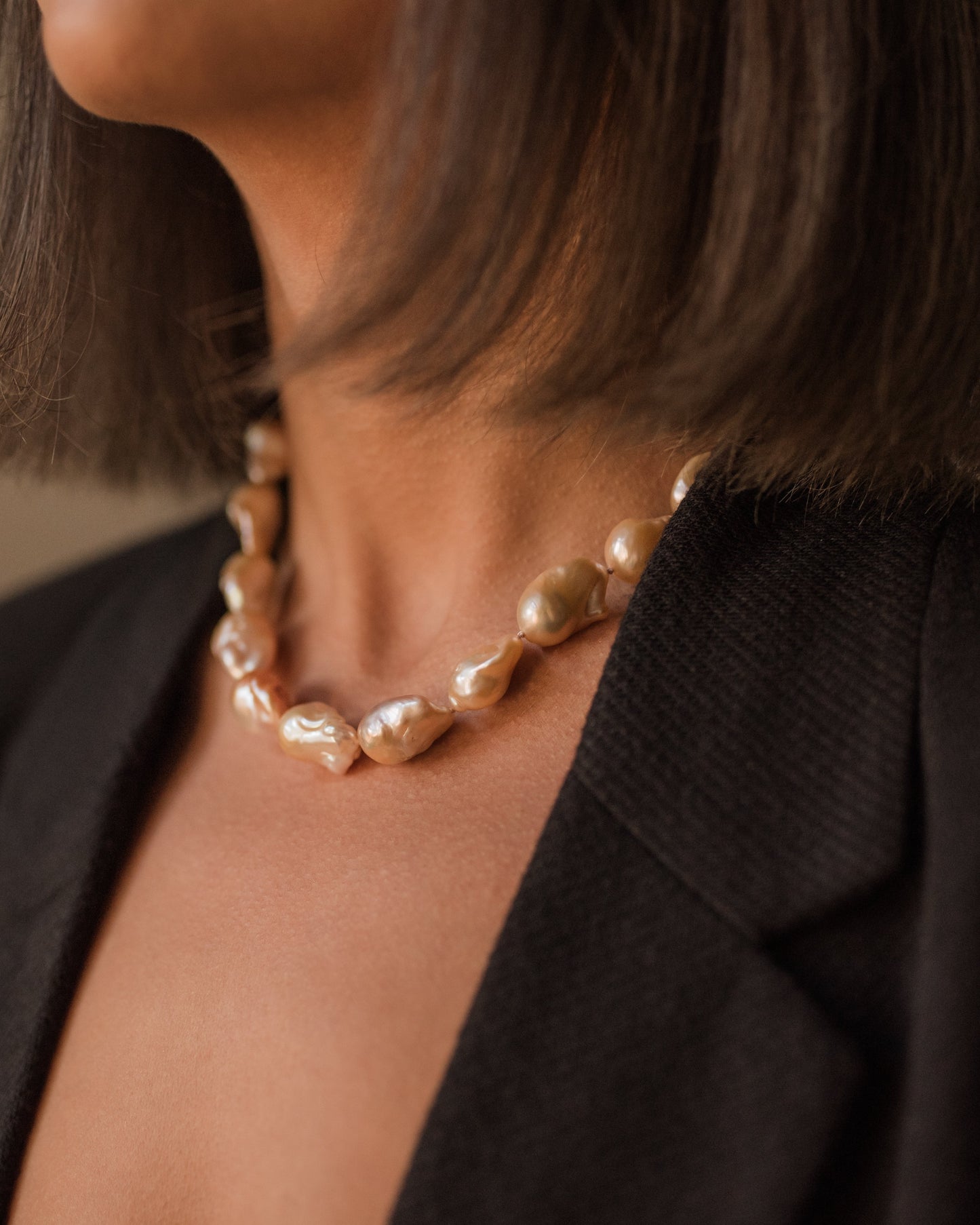 Orange baroque pearl necklace