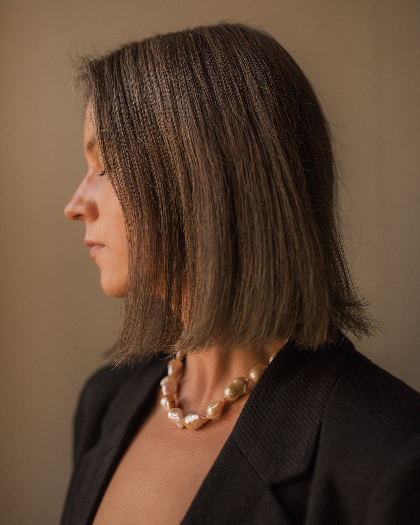 Orange baroque pearl necklace