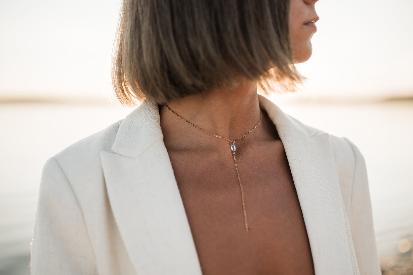 Aquamarine Y necklace