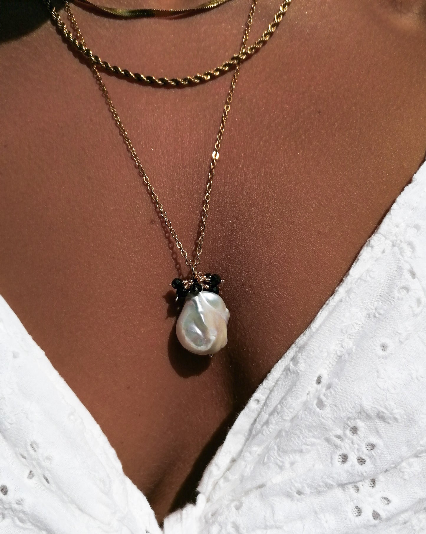 Extra large baroque pearl necklace