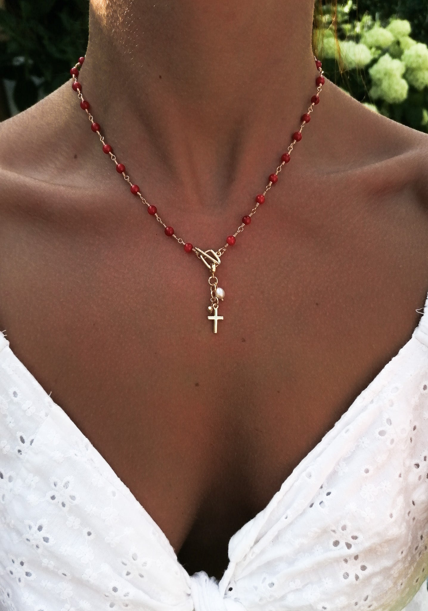 Coral rosary necklace