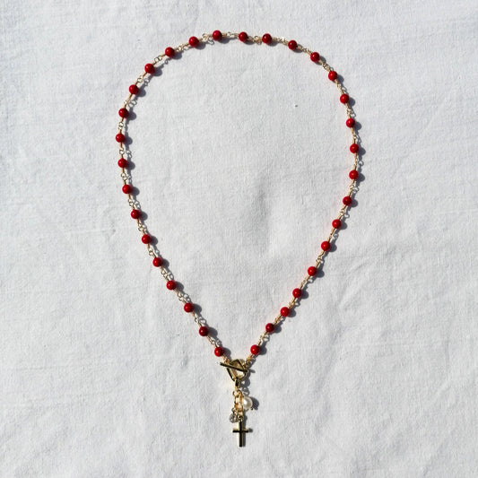 Coral rosary necklace