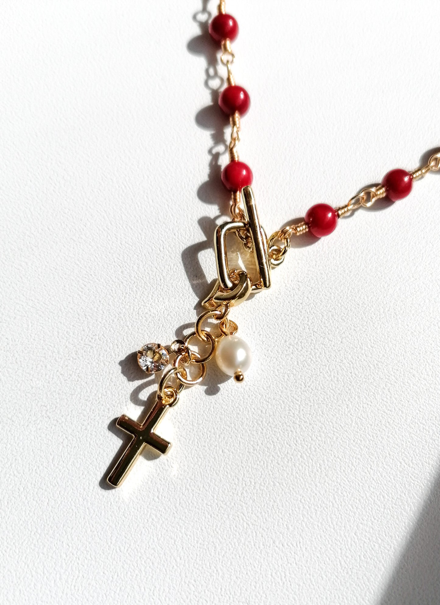 Coral rosary necklace