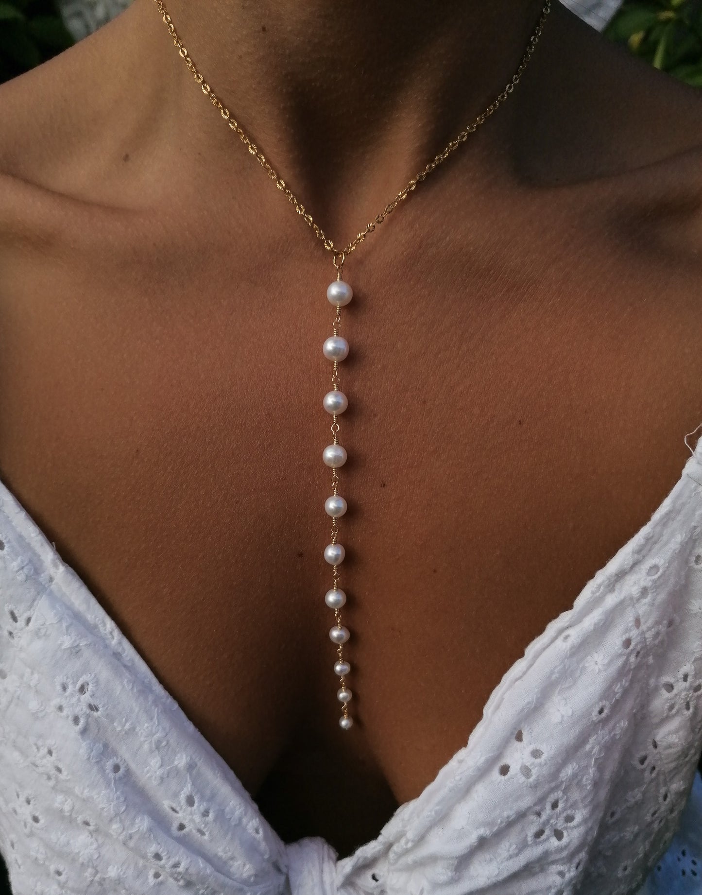 Pearl tie necklace