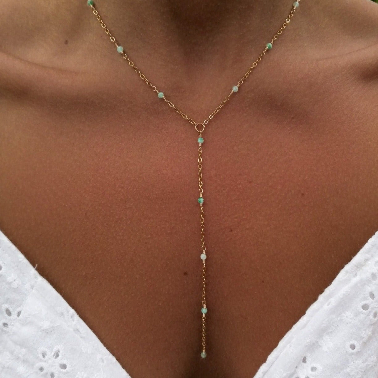 Amazonite Y necklace