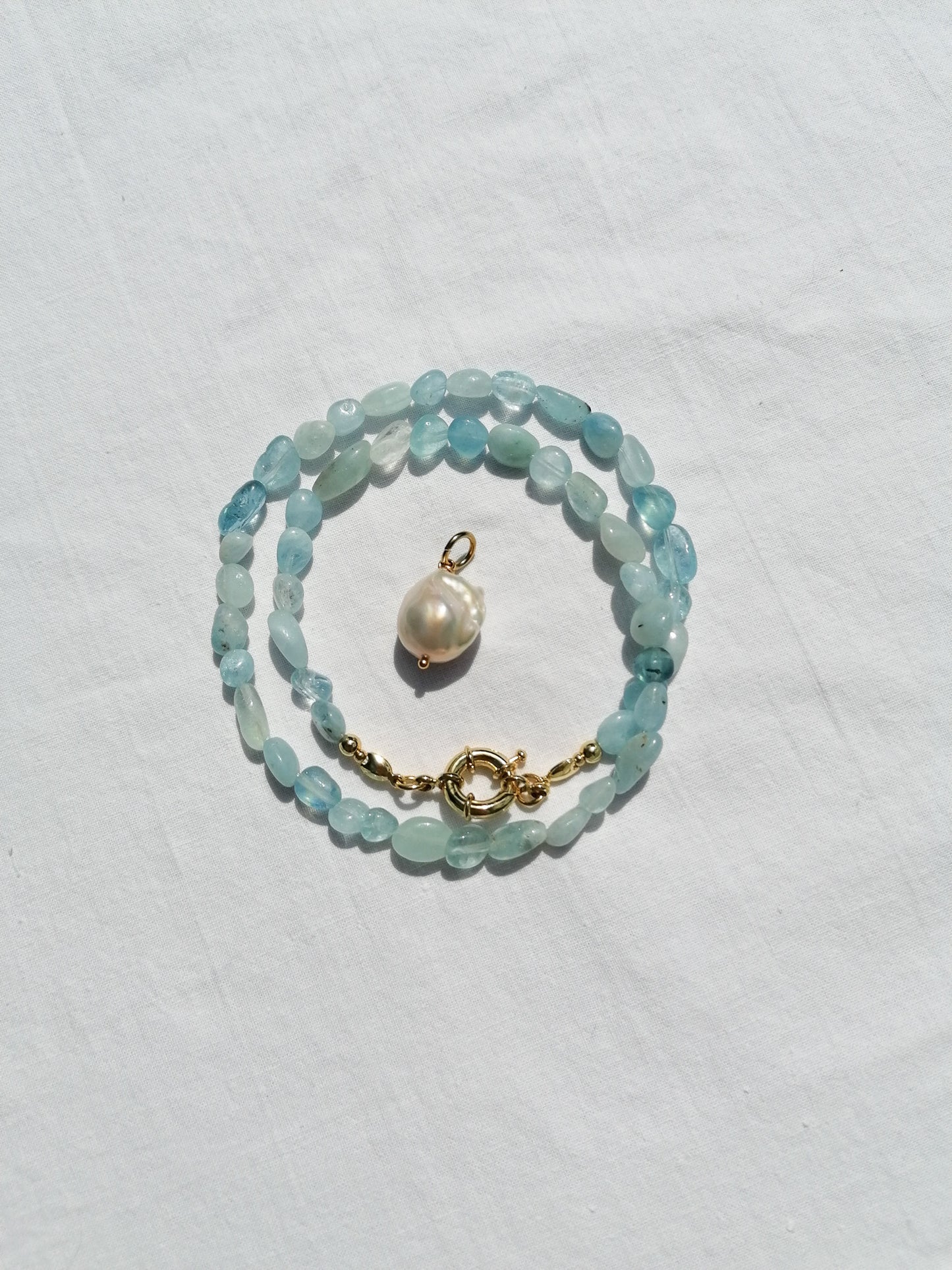 Aquamarine pearl necklace