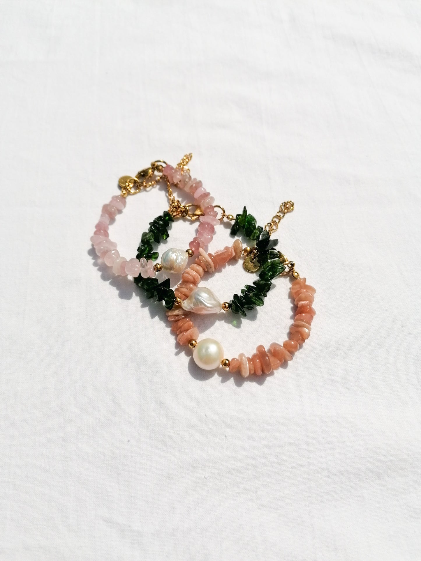 Rose quartz and pearl bracelet