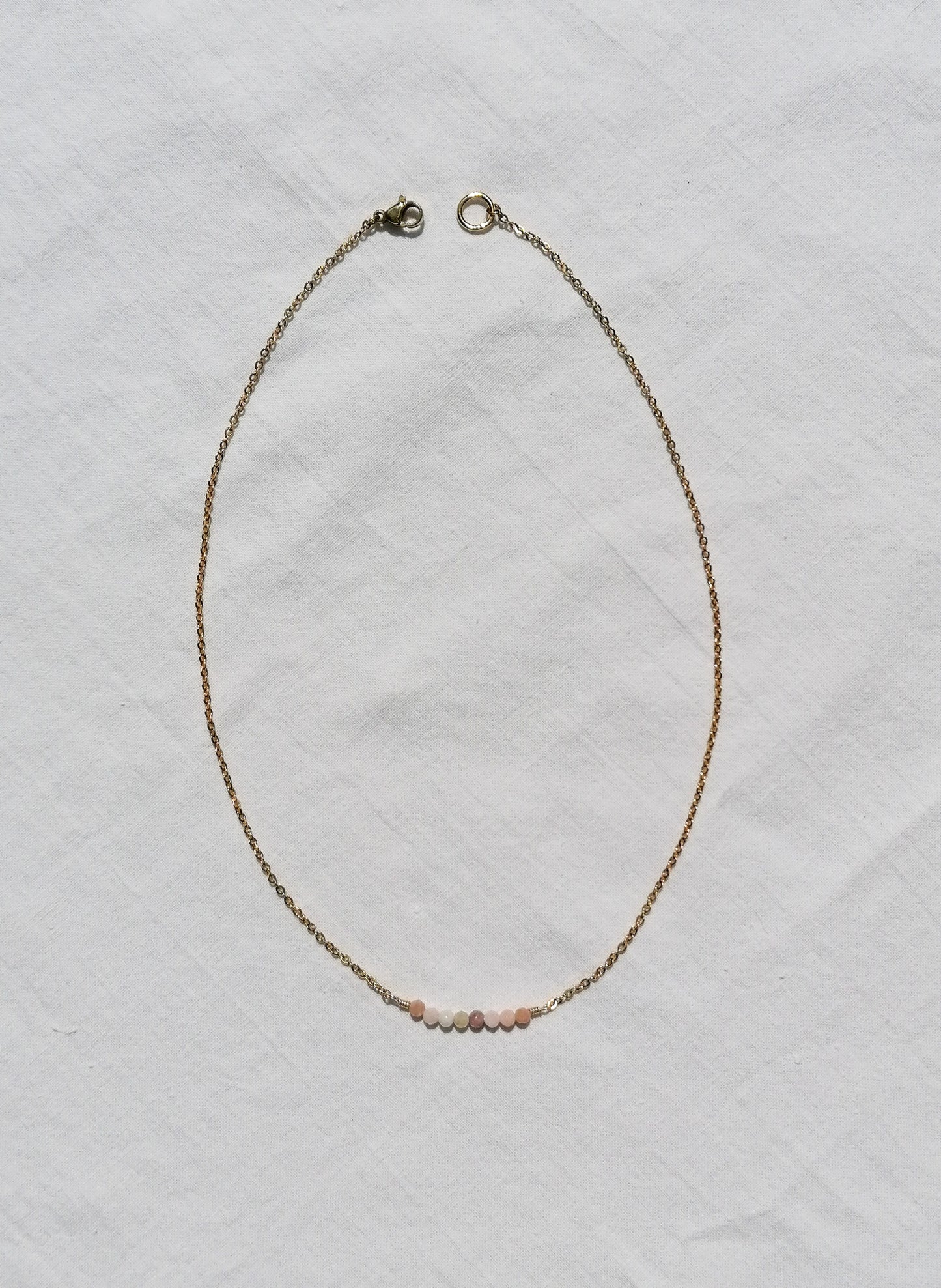Pink opal bar necklace
