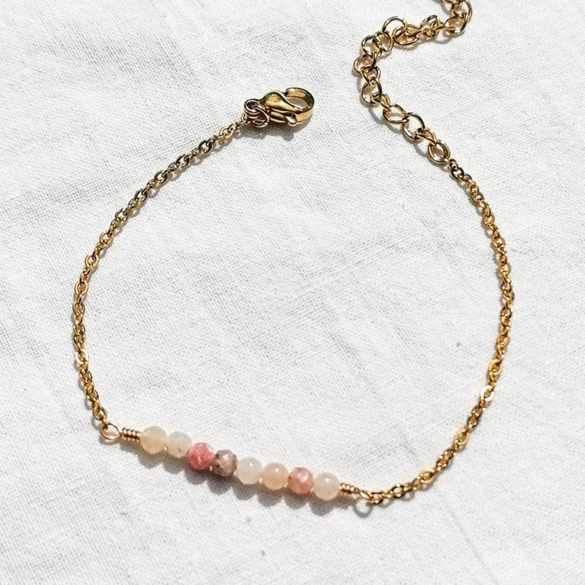 Pink opal bar bracelet