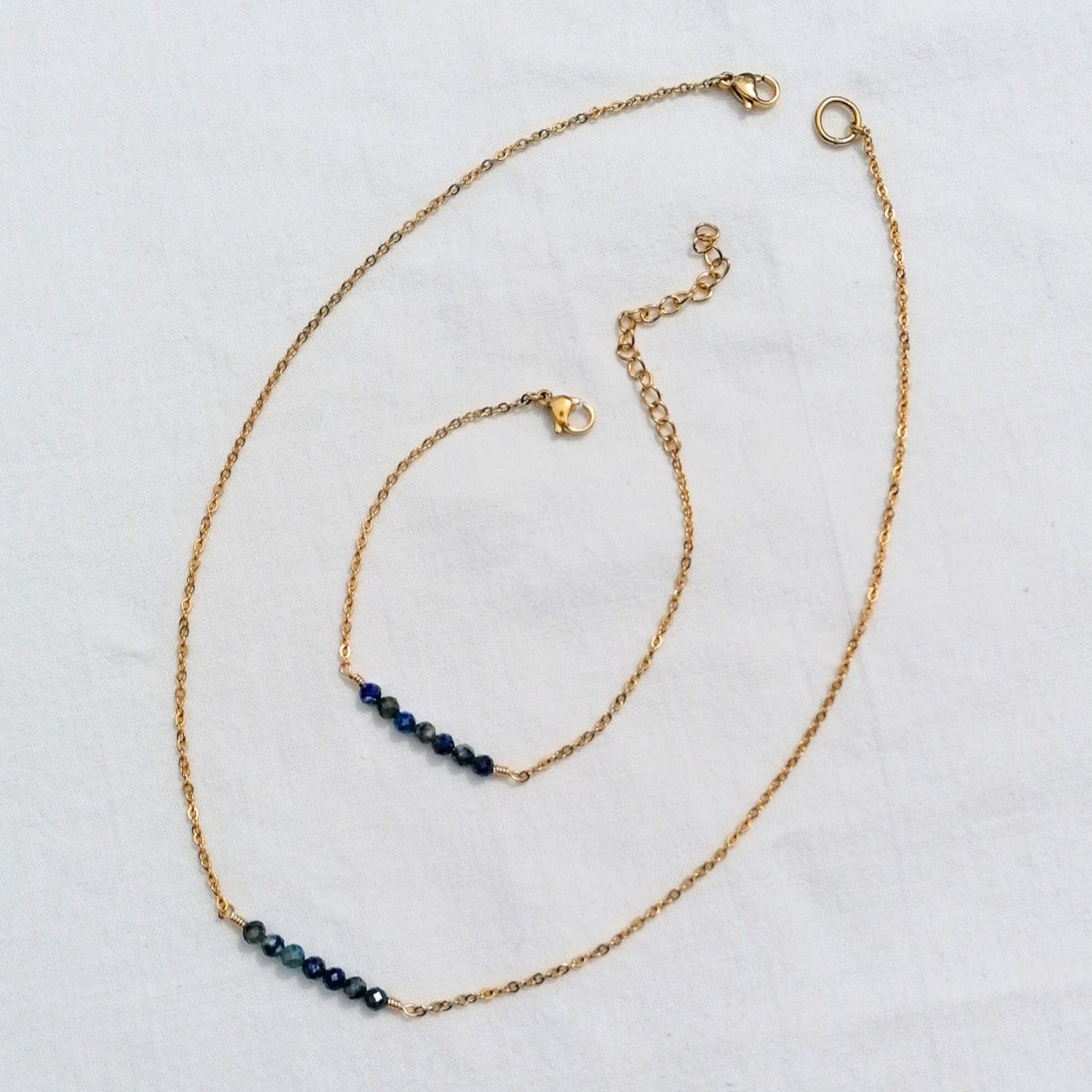 Lapis lazuli bar jewelry set