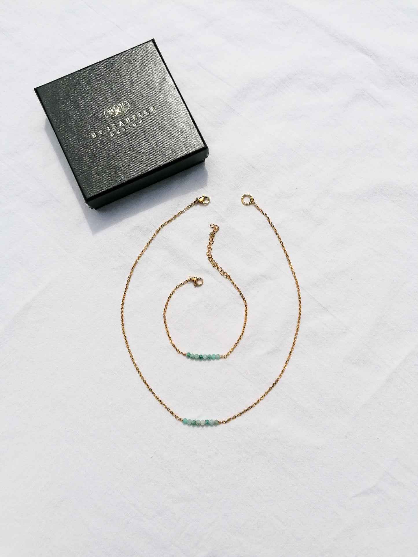 Amazonite bar jewelry set