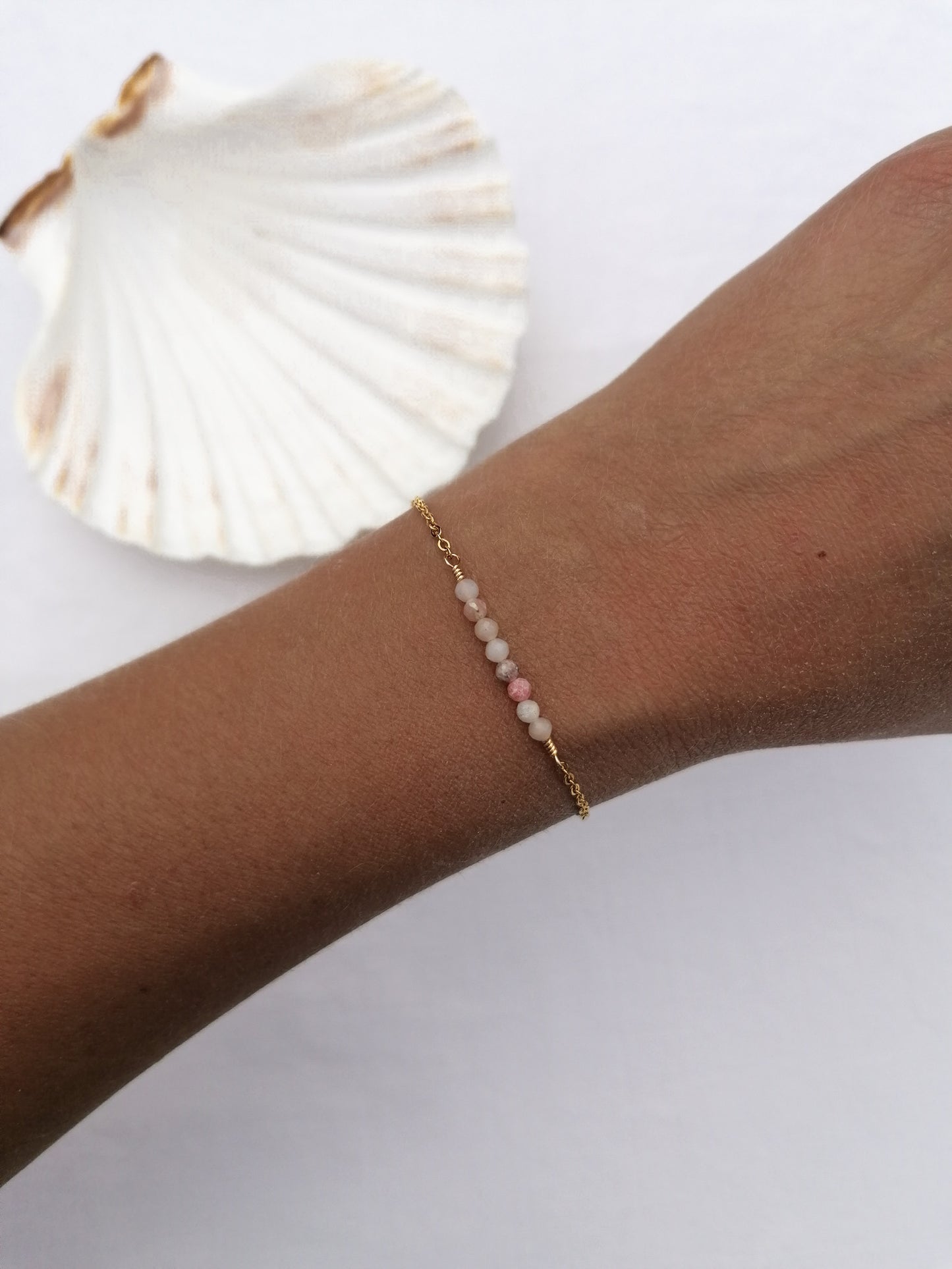 Pink opal bar bracelet