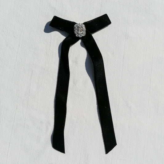 Black bow with rhinestones