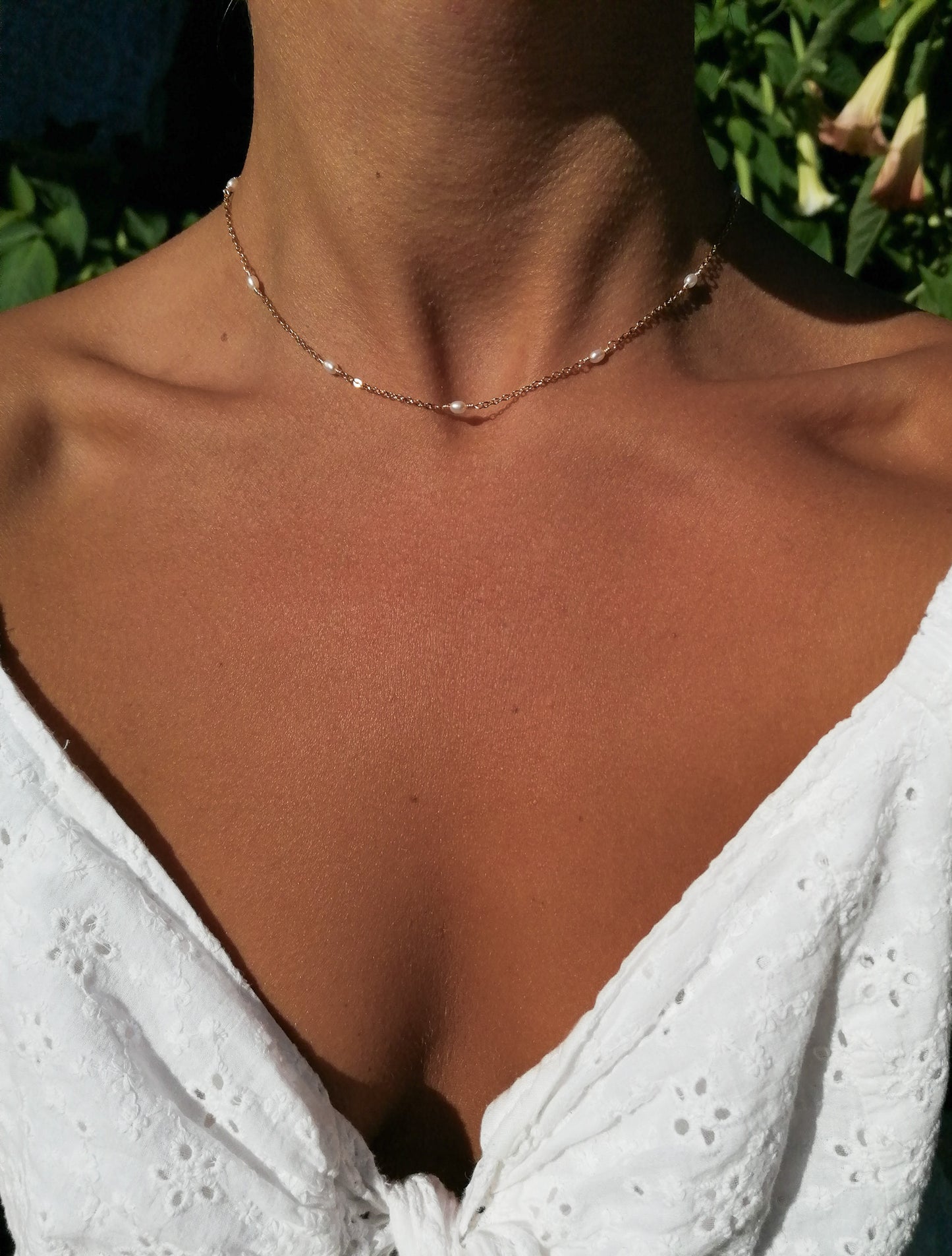 Satellite pearl chain necklace