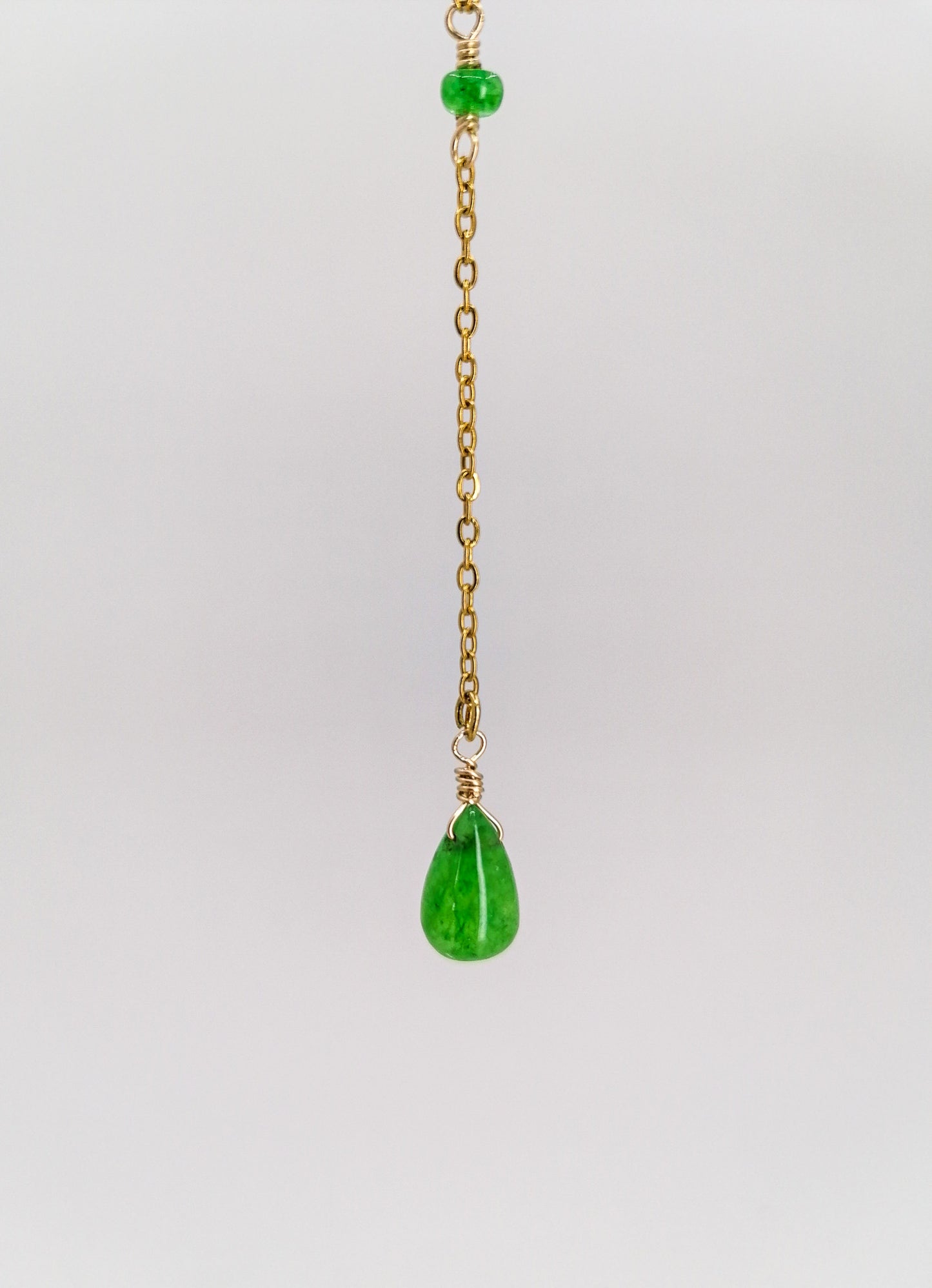 Emerald teardrop Y necklace