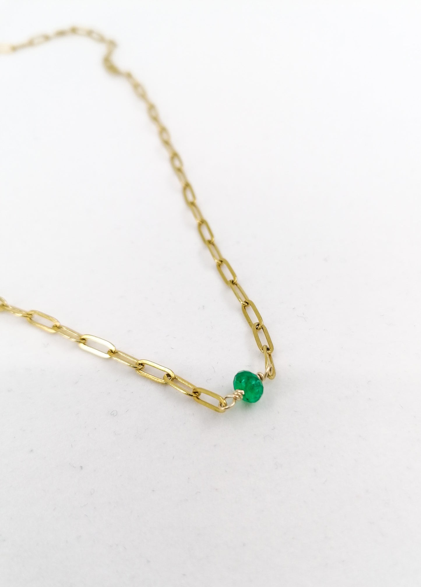 Emerald paperclip chain necklace