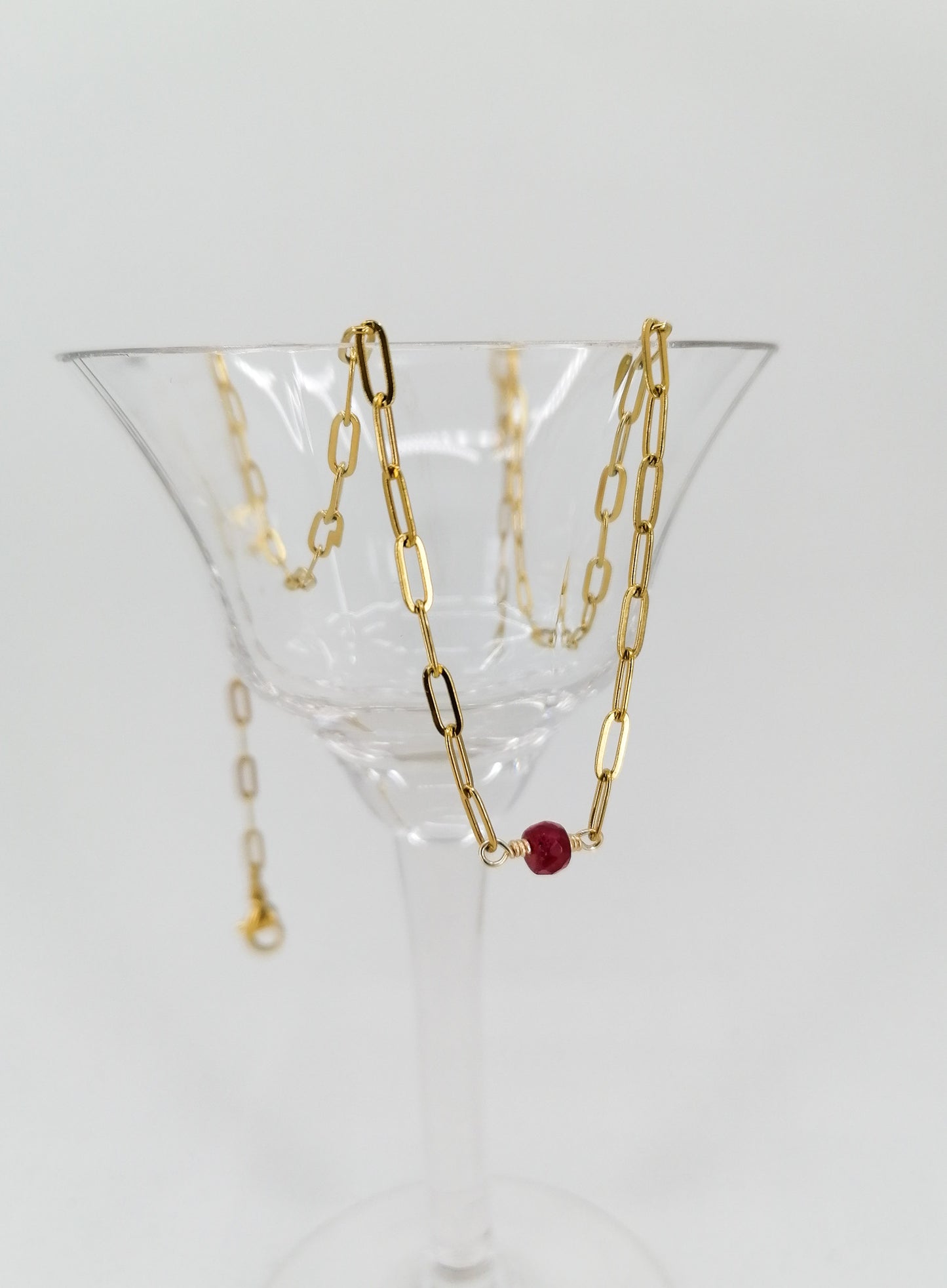 Ruby paperclip chain necklace