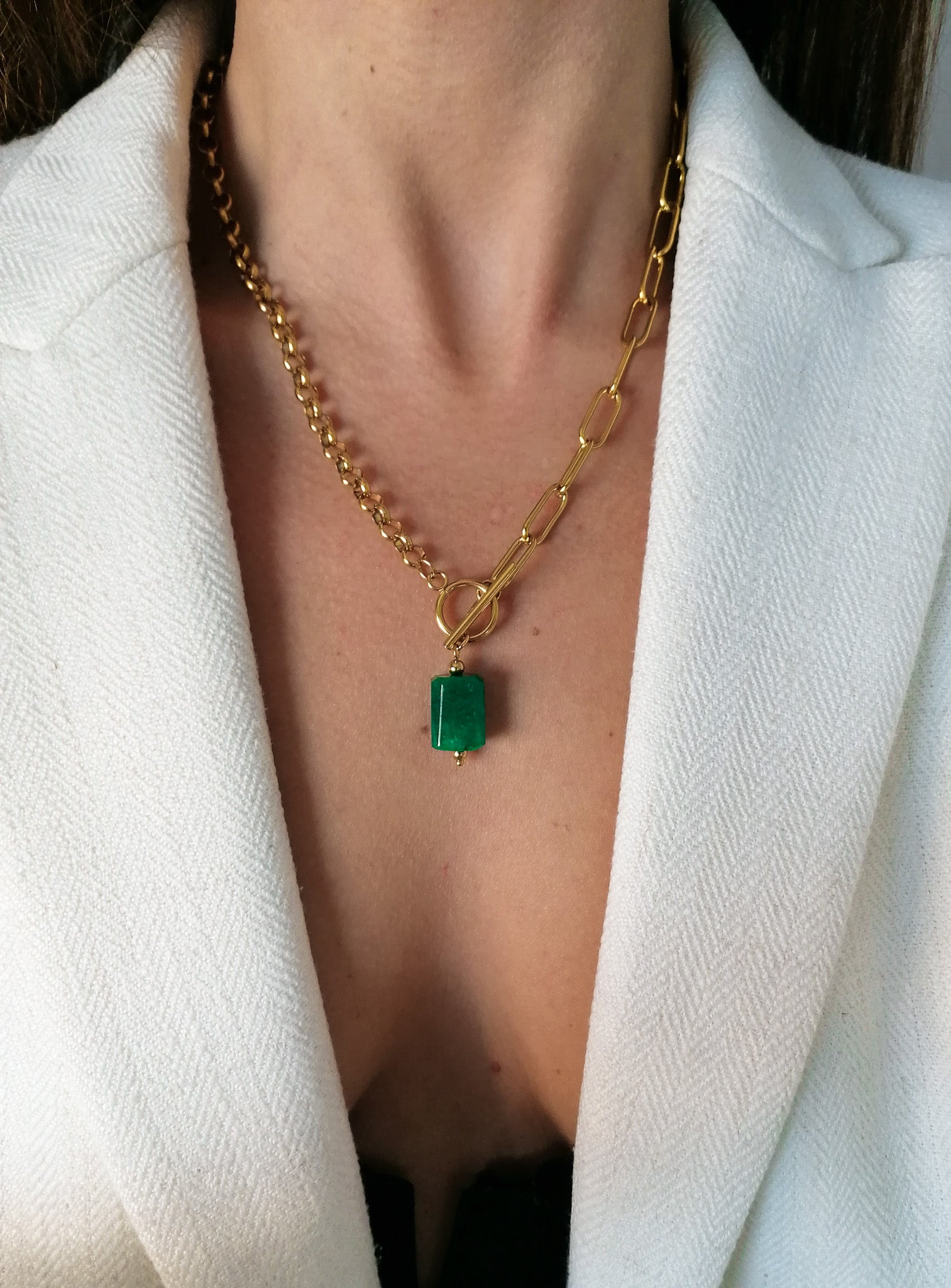 Chunky shop emerald necklace