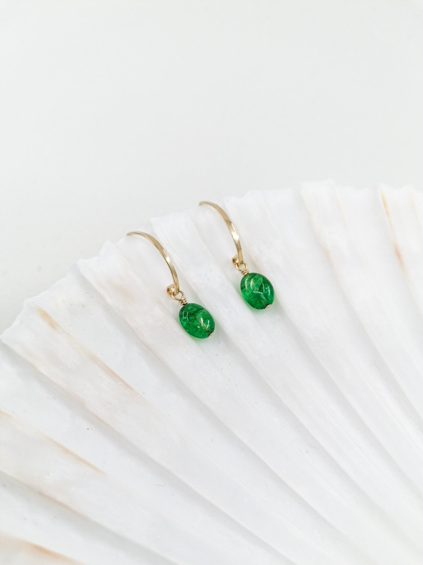 Oval emerald earrings - gold filled