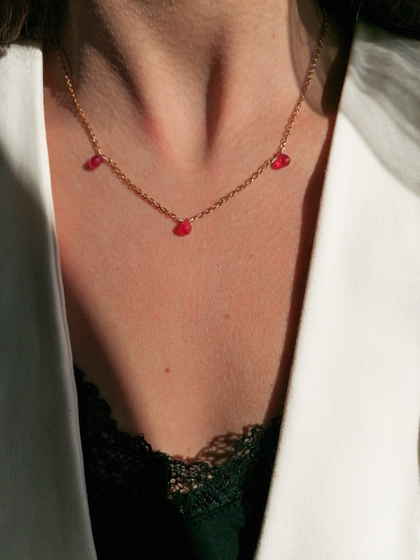 Ruby briolette necklace