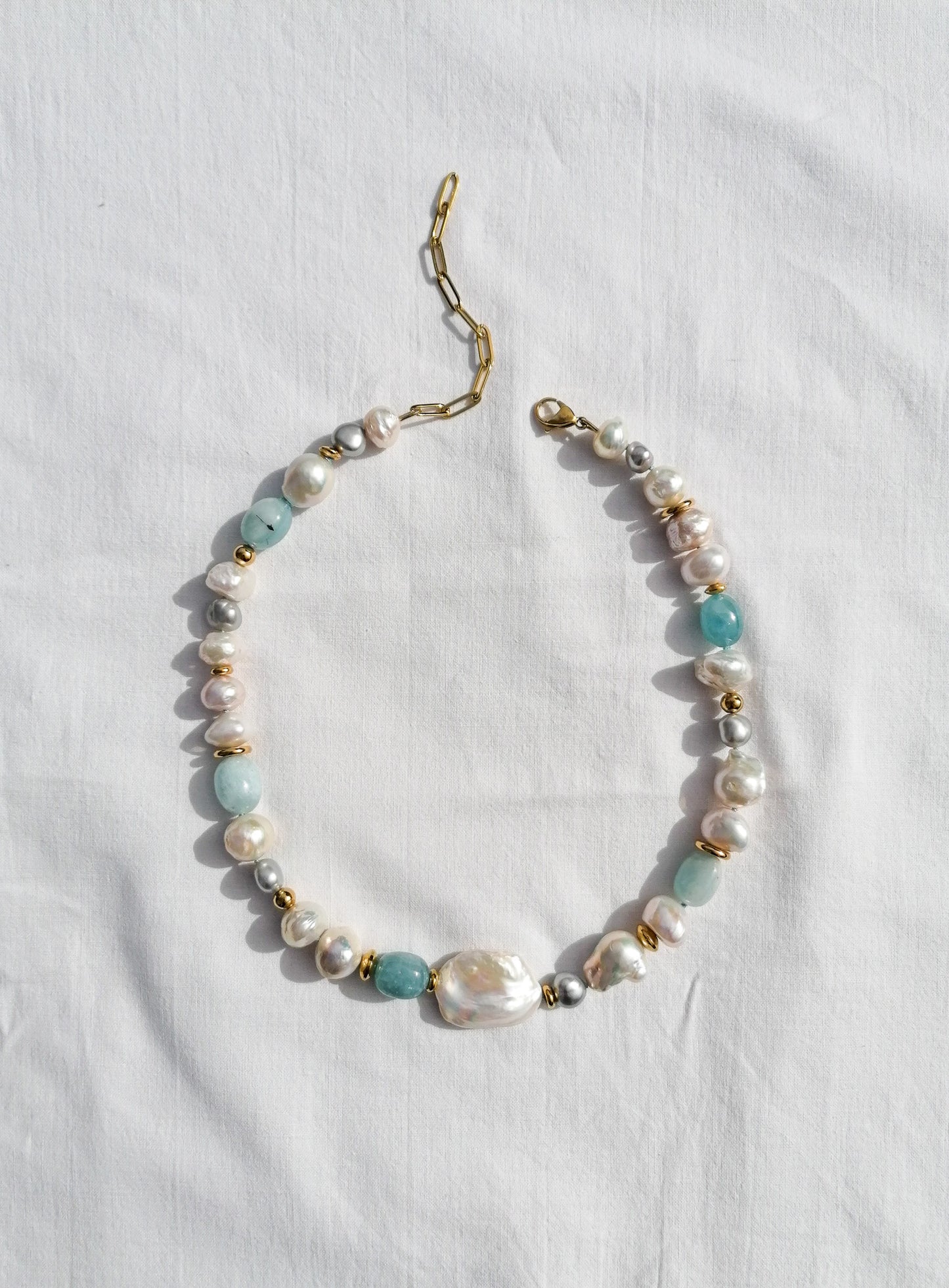 Aquamarine & pearl necklace