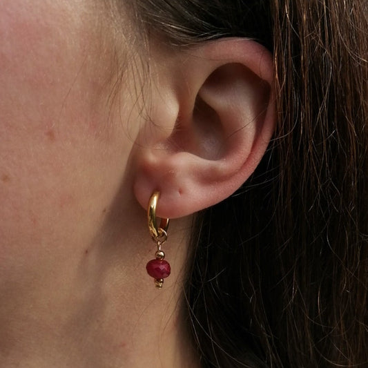 Ruby hoop earrings