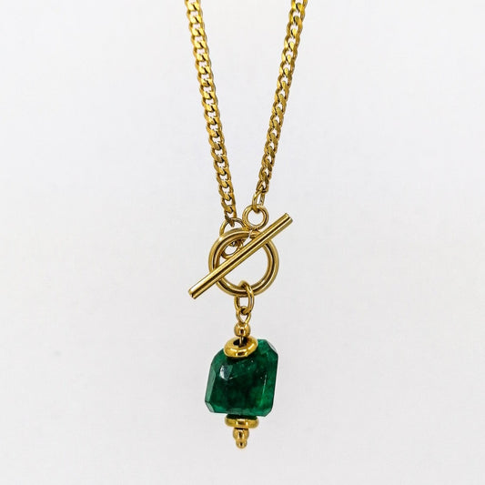 Emerald toggle necklace