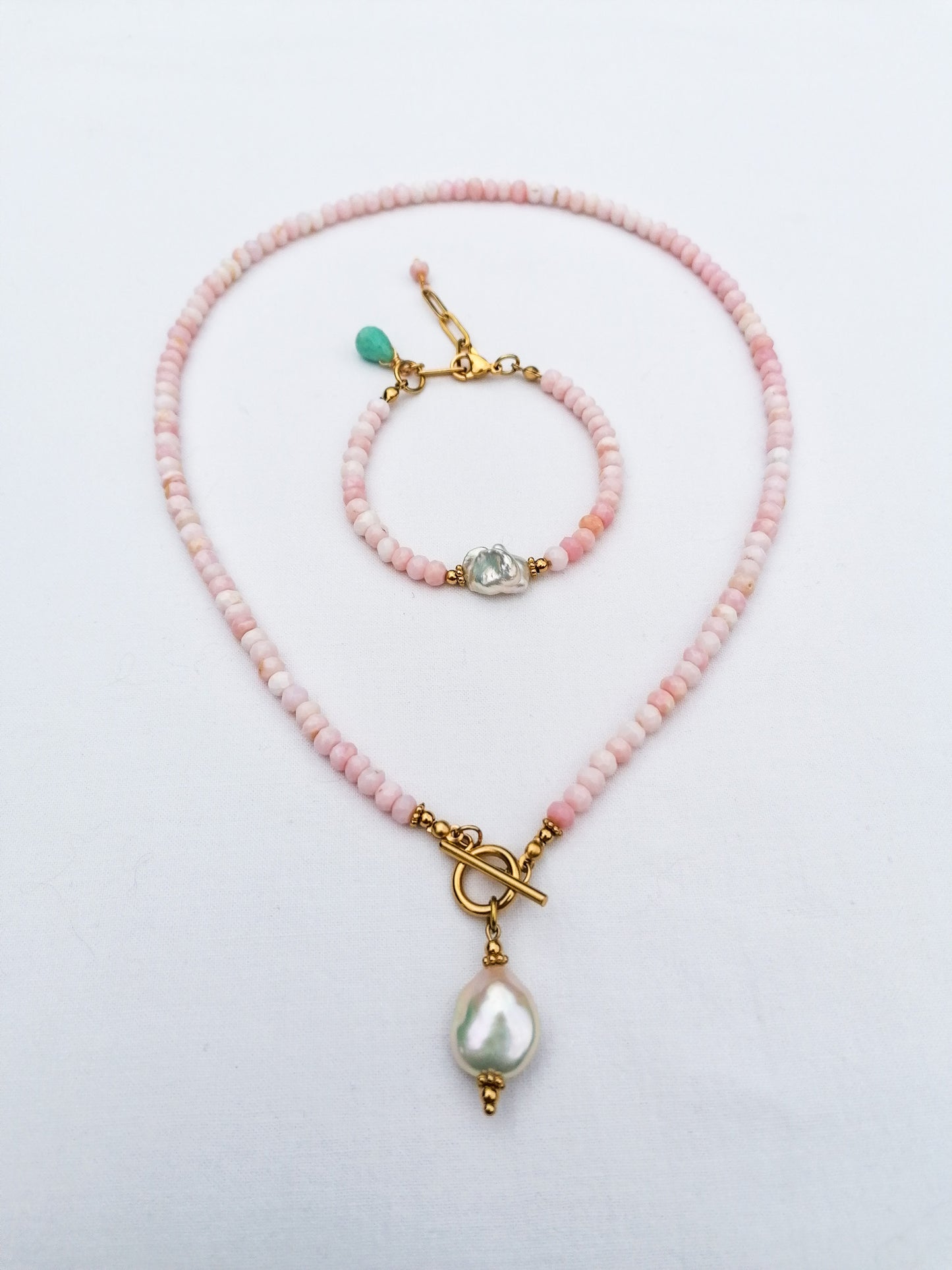 Opal & amazonite & pearl bracelet