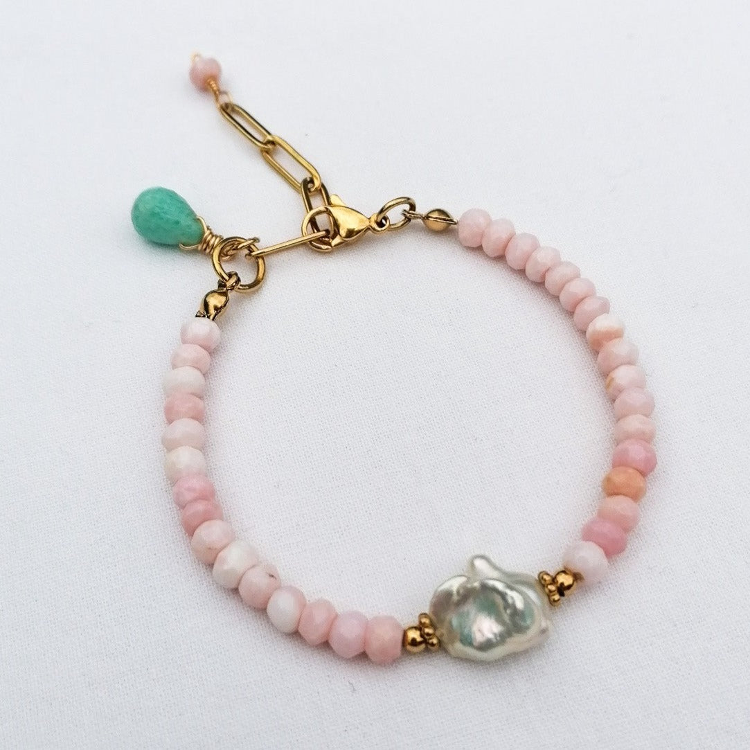 Opal & amazonite & pearl bracelet